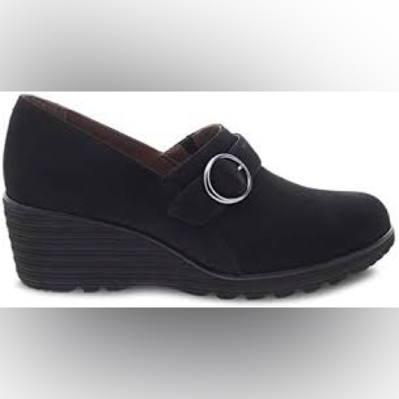 Dansko Clio wedge slip on shoes black leather women’s size 37 comfort shoes - Picture 1 of 9